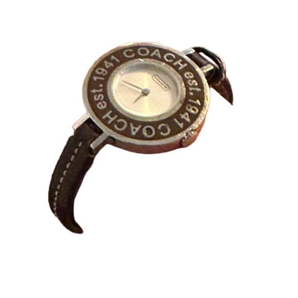 RARE Coach Heritage Signature Bezel Watch Brown Leather Swiss Made Vintage - Picture 1 of 7